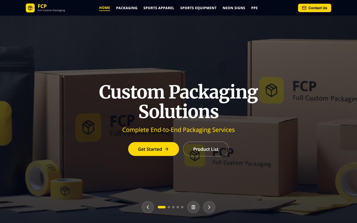 Full Custom Packaging live site